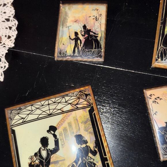 Vintage Reverse Painted Silhouette Glass Wall Plaques – Mid Century Shadow Art - Picture 14 of 16